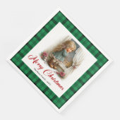 Serviette En Papier Vintage Style Winter Scene Personalized Napkins (Coin)