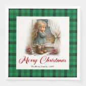 Serviette En Papier Vintage Style Winter Scene Personalized Napkins (Devant)