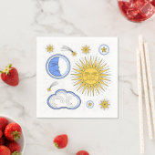 Serviette En Papier Vintage Sun and Moon (En situation)