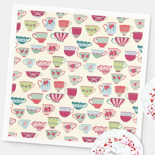 Serviette En Papier Vintage Teacup Tea Party