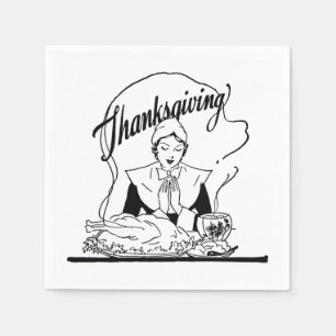 Serviette En Papier Vintage Thanksgiving Grace White