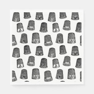 Serviette En Papier Vintage Thimbles coudre à thème personnalisation