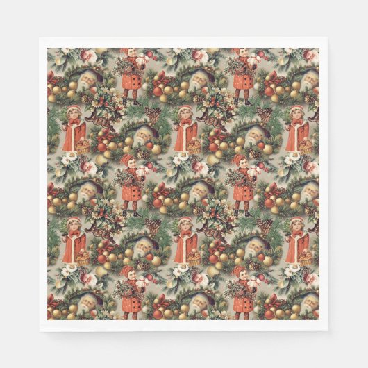Serviette En Papier Vintage Victorian Christmas Baubles (Devant)