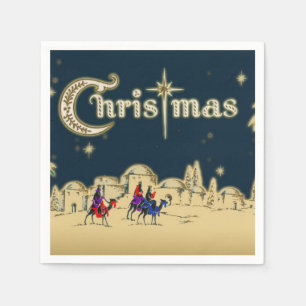 Serviette En Papier Vintage Wisemen/Désert Noël religieux