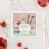 Serviette En Papier Vintage Wonderland rose et turquoise (En situation)