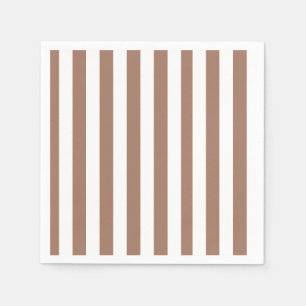 Serviette En Papier Vintages bandes verticales Mocha Mousse Blanc