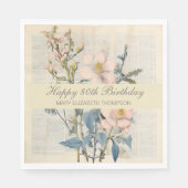 Serviette En Papier Vintaqe Fleur sauvage 80e anniversaire (Devant)