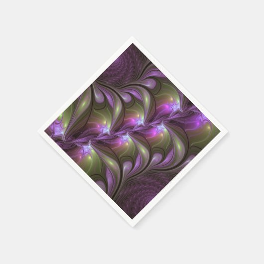 Serviette En Papier Violet Abstrait violet violet kaki fractal (Coin)