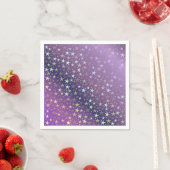 Serviette En Papier violet+argent, brillant, brillant, étoile, couleur (En situation)