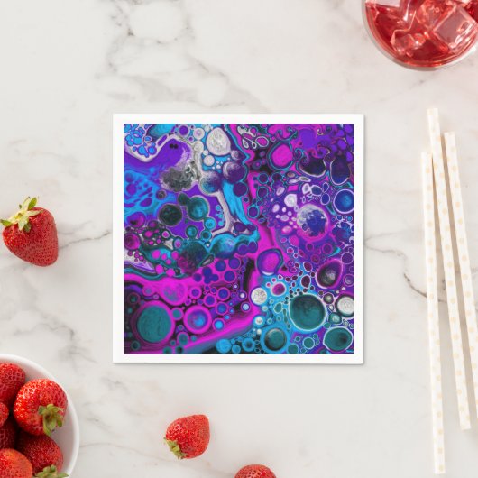 Serviette En Papier Violet, bleu moderne Abstrait Fluid Art Cellule de (En situation)