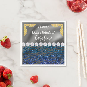 Serviette En Papier Violet Blue Zebra Imprimer Parties scintillant Ann