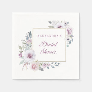 Serviette En Papier Violet Blush   Floral Fête de Mariage