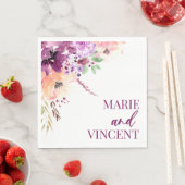 Serviette En Papier Violet de automne Magenta violet fleurs Mariage (En situation)