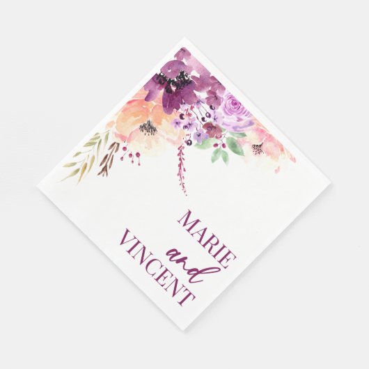 Serviette En Papier Violet de automne Magenta violet fleurs Mariage (Coin)