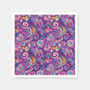 Serviette En Papier Violet et rose floral paisley filles capricieux bo