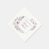 Serviette En Papier Violet | Fête des mariées florale (Coin)