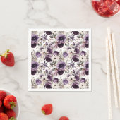 Serviette En Papier Violet Floral (En situation)