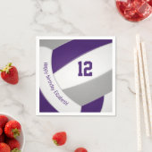 Serviette En Papier Violet gris filles garçons volley-ball célébration (En situation)