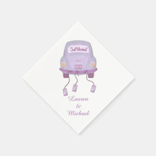 Serviette En Papier Violet Lune de Miel Mariage