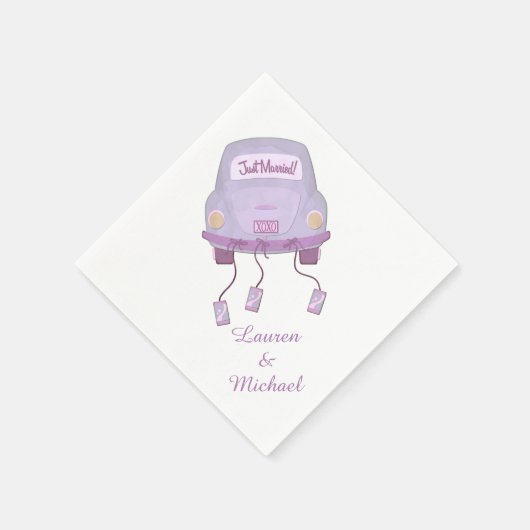 Serviette En Papier Violet Lune de Miel Mariage (Coin)
