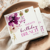 Serviette En Papier Violet Magenta Purple Floral Anniversaire Brunch