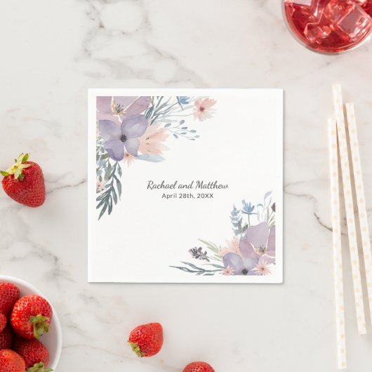 Serviette En Papier Violet Meadow Floral Fleur sauvage Mariage (En situation)