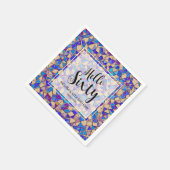 Serviette En Papier Violet Mosaïque Bleue Bonjour Soixante 60e anniver (Coin)