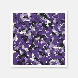 Serviette En Papier Violet Noir Gris Camouflage Camo Imprimé Soirée