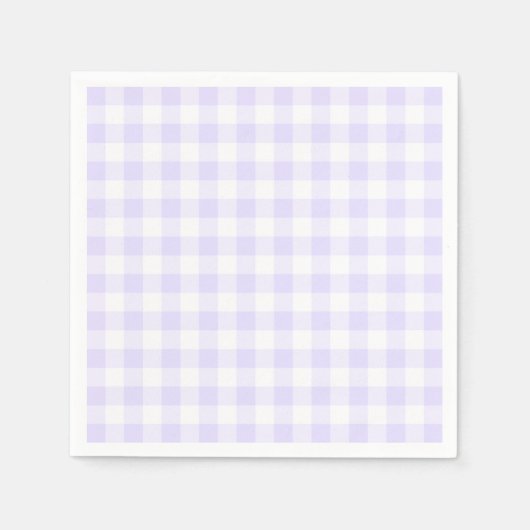 Serviette En Papier Violet pastel et gingham blanc (Devant)