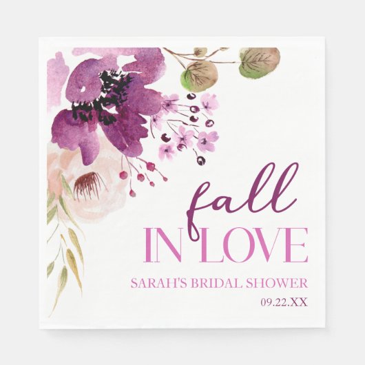 Serviette En Papier Violet Pourpre Floral Tomber Amoureux Enterrement  (Devant)