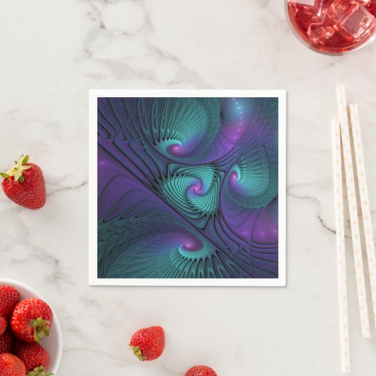 Serviette En Papier Violet rencontre Turquoise moderne art fractal abs (En situation)