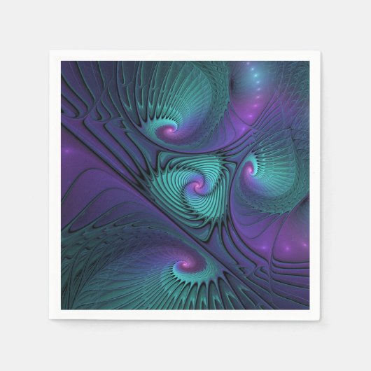 Serviette En Papier Violet rencontre Turquoise moderne art fractal abs (Devant)