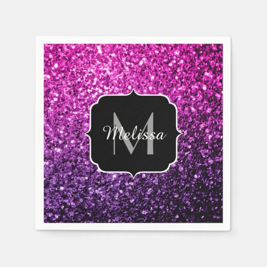 Serviette En Papier Violet rose ombre faux parties scintillant scintil (Devant)