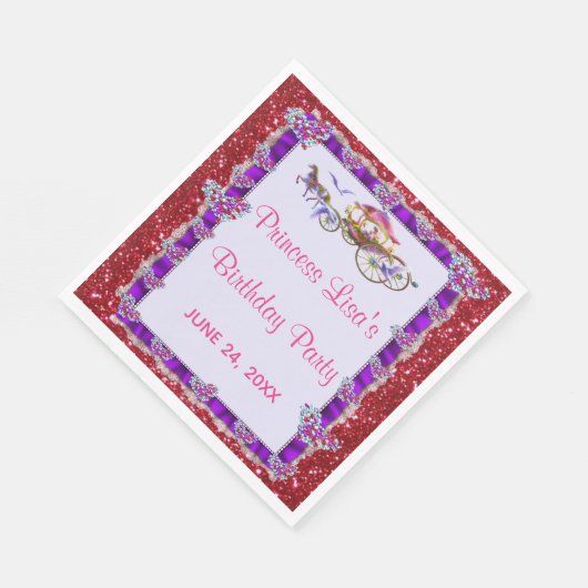 Serviette En Papier Violet Ruban Rouge Parties scintillant Royal Princ (Coin)