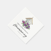 SERVIETTE EN PAPIER VIOLET RUSTIQUE FLORAL BIRD HOUSE FAMILLE PARTI RÉ (Coin)