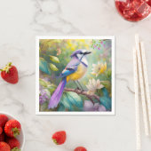 Serviette En Papier Violet Tufted Jay Imaginaire Bird (En situation)