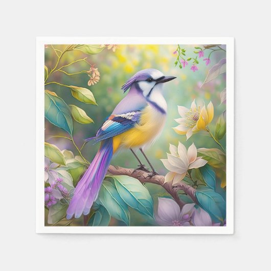 Serviette En Papier Violet Tufted Jay Imaginaire Bird (Devant)