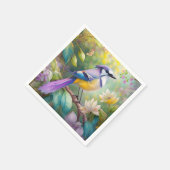 Serviette En Papier Violet Tufted Jay Imaginaire Bird (Coin)