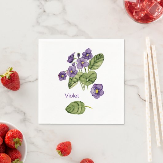 Serviette En Papier violet violet d'aquarelle botanique Papier Napkin (En situation)