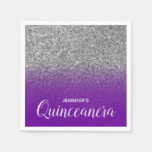 Serviette En Papier Violet violet et Parties scintillant d'argent Ombr (Devant)