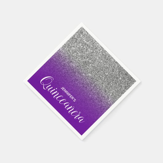 Serviette En Papier Violet violet et Parties scintillant d'argent Ombr (Coin)