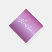 Serviette En Papier Violet violet et script blanc personnalisé (Coin)