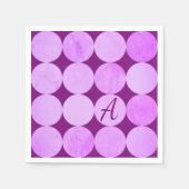 Serviette En Papier Violet, Violet Magenta et Cercles roses Monogramme (Devant)