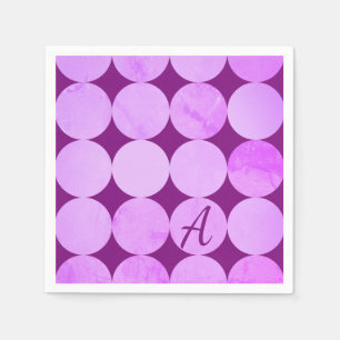Serviette En Papier Violet, Violet Magenta et Cercles roses Monogramme