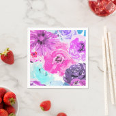 Serviette En Papier Violet Vivace Fleurs Florales Rose Violet Chic (En situation)