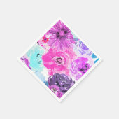 Serviette En Papier Violet Vivace Fleurs Florales Rose Violet Chic (Coin)