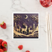 Serviette En Papier Violet Winter Whimsy – Moonlit Deer Christmas (En situation)