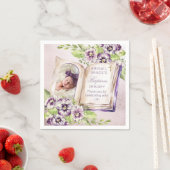 Serviette En Papier Violets Violets Violets Archés Photo Baptême uniqu (En situation)