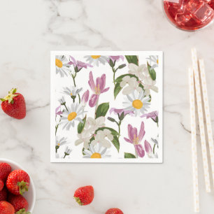 Serviette En Papier Violette rose fleurs sauvages tropicales de margue