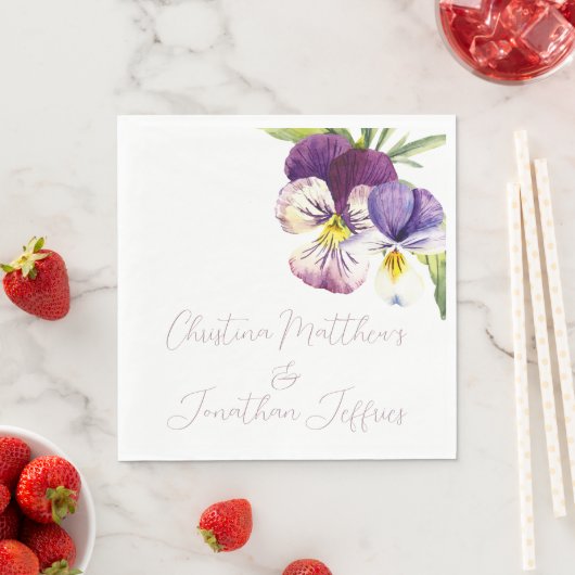 Serviette En Papier Violettes d'aquarelle romantique (En situation)